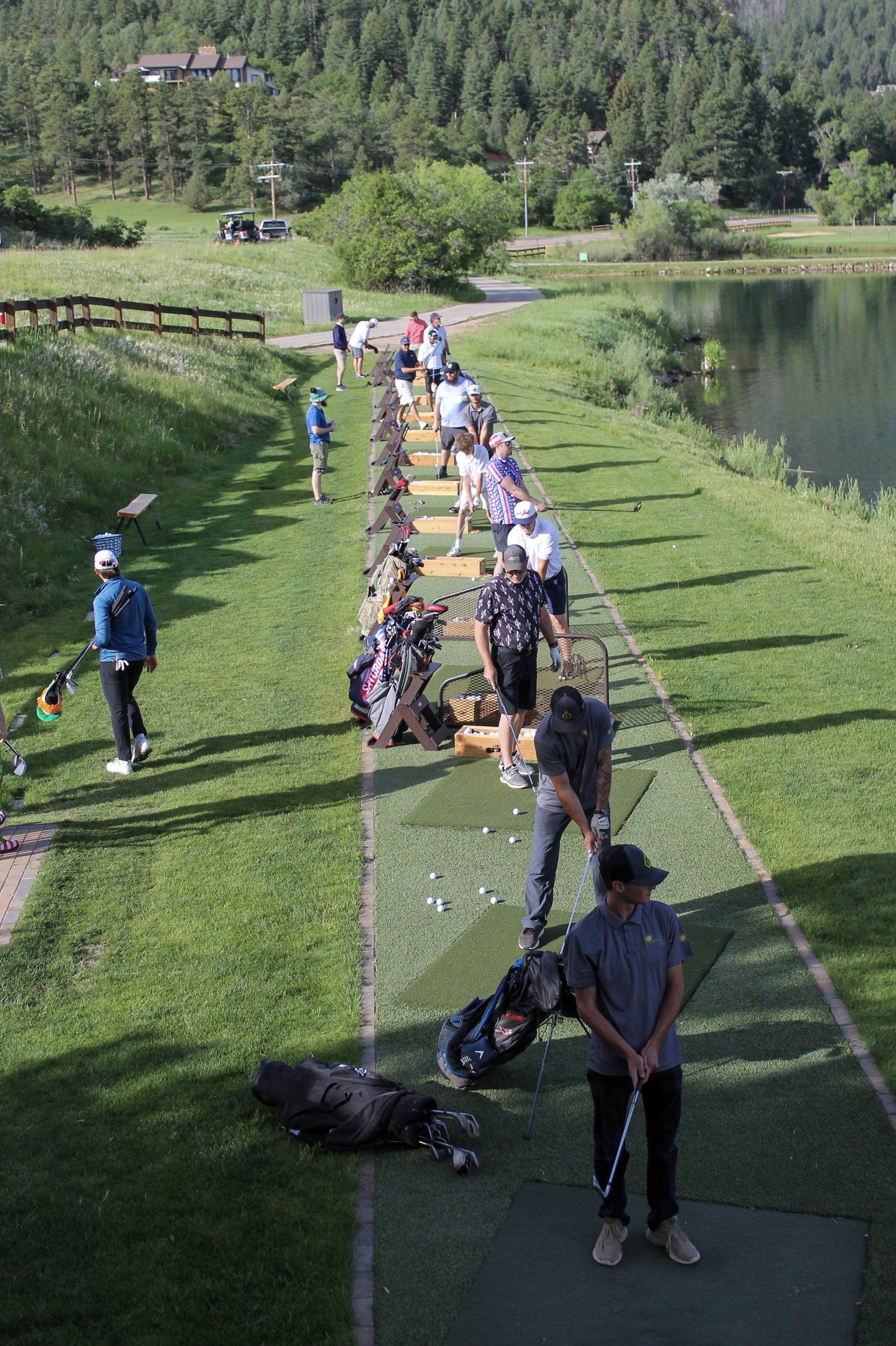 The practice range line before the start